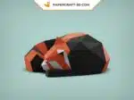 Papercraft panda rouge endormi modèle papier 3D, weergave 6