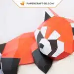 3D origami papercraft red panda on the moon, side view