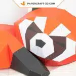 Papercraft roter Panda auf Mond in 3D Origami