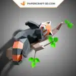 Papercraft de panda roux bâillant en origami