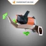 Papercraft red panda yawning in origami 3D