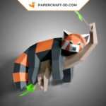 Papercraft of a lazy red panda in 3D origami