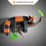 Papercraft de panda roux paresseux allongé en origami 3D