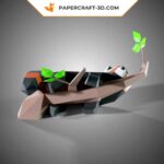 Papercraft of a lazy red panda in 3D origami
