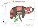 Papercraft de panda roux paresseux allongé en origami 3D