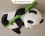 Papercraft panda murale su bambù in origami 3D