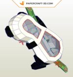 Papercraft panda on bamboo in 3D origami
