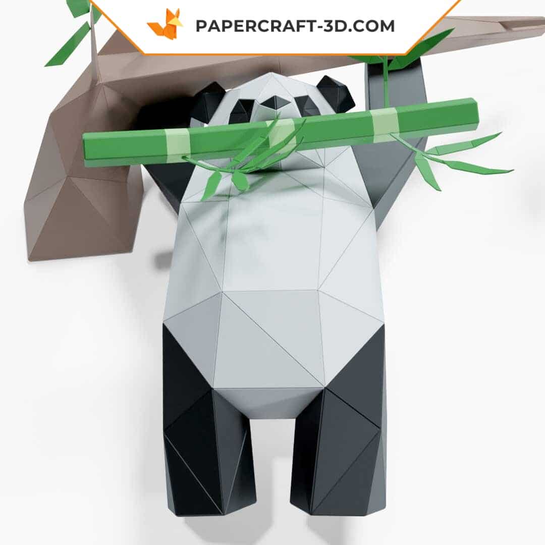 Papercraft of hanging panda in 3D origami