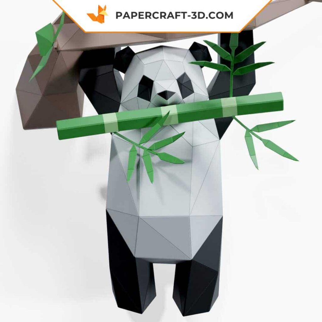 Papercraft de panda colgante en origami 3D