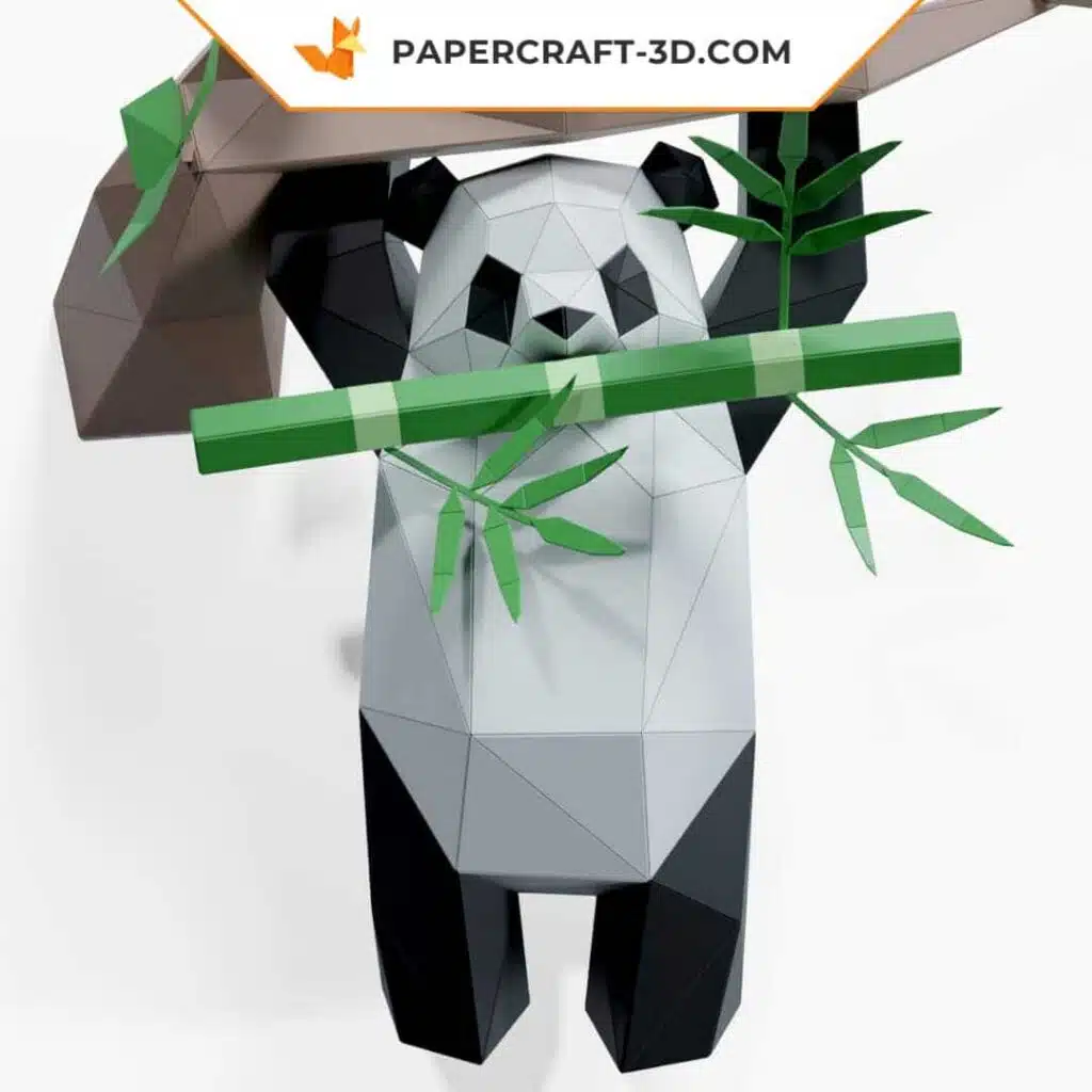 Papercraft de panda pendurado em origami 3D