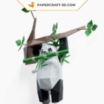 Papercraft of hanging panda in 3D origami