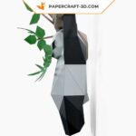 Papercraft of hanging panda in 3D origami