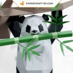 Papercraft of hanging panda in 3D origami