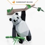 Papercraft de panda suspendu en origami 3D