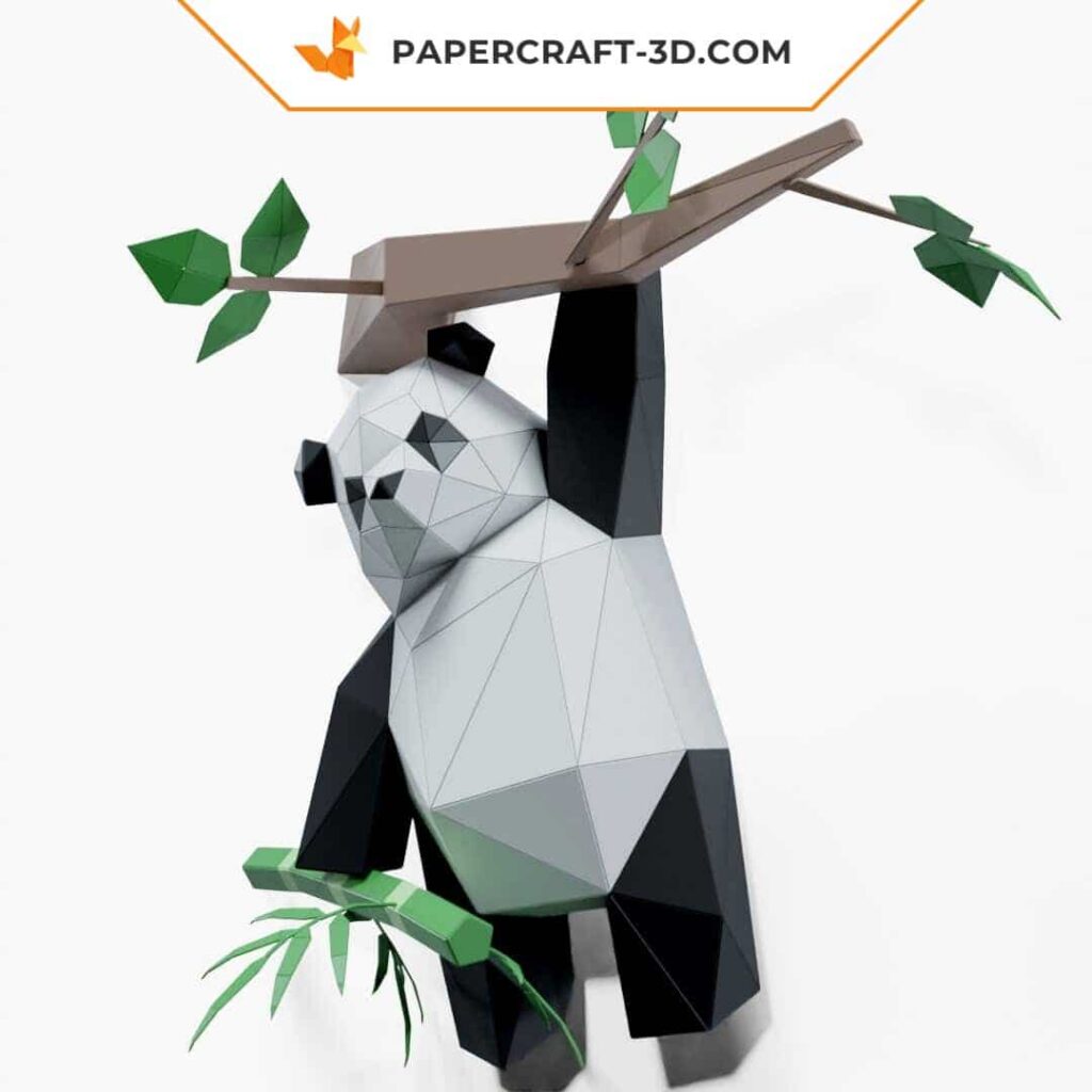 Papercraft di panda sospeso in origami 3D