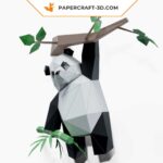 Papercraft de panda suspendu en origami 3D