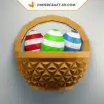 Papercraft panier d&rsquo;oeufs de Pâques en origami papier 3D, weergave 3