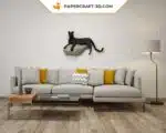 Papercraft panthère en papier 3D origami, kit DIY pour décoration murale, weergave 3