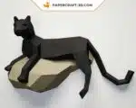 Papercraft panthère en papier 3D origami, kit DIY pour décoration murale, weergave 4