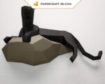 Papercraft black panther on a rock in 3D origami