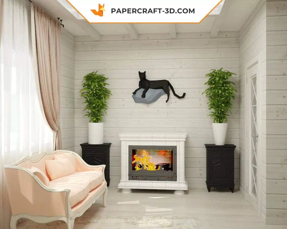 Papercraft panthère en papier 3D origami, kit DIY pour décoration murale, weergave 9