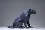 Papercraft Panthère noire assise origami papier 3D