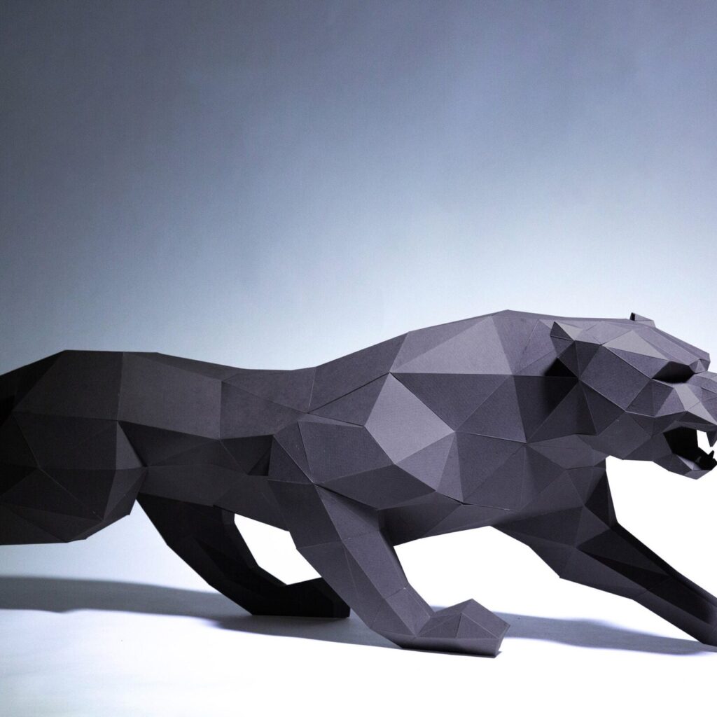 Papercraft of angry black panther