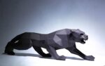 Papercraft of angry black panther