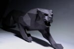 Papercraft of angry black panther