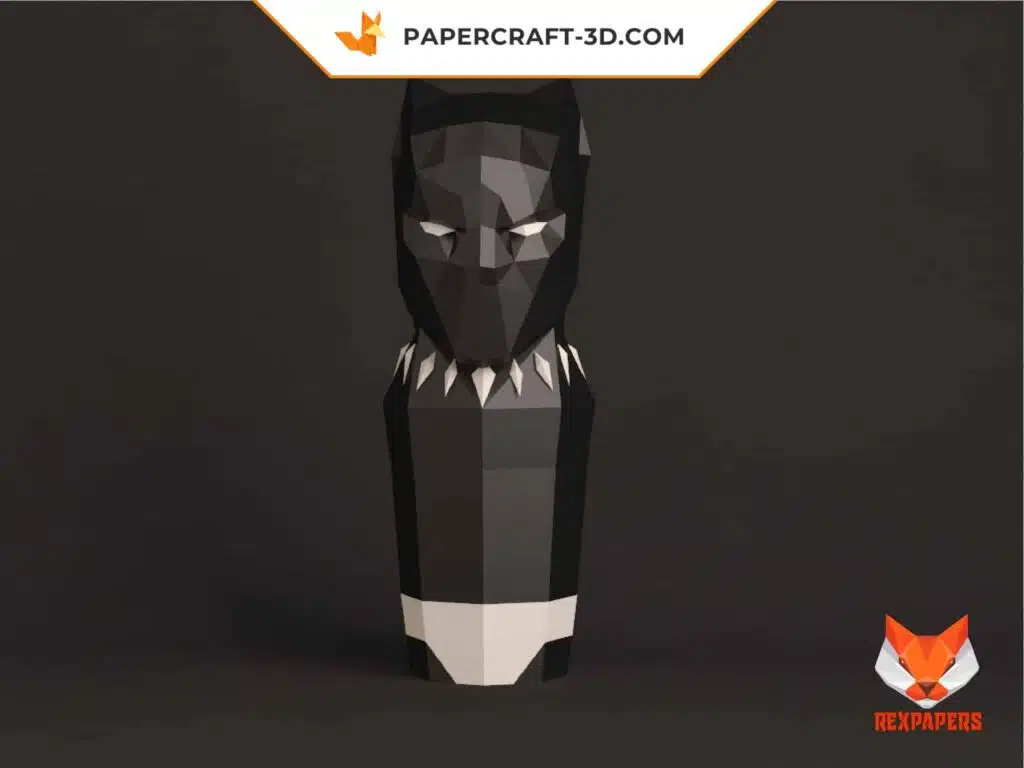 Papercraft panthère noire en origami papier 3D, weergave 2