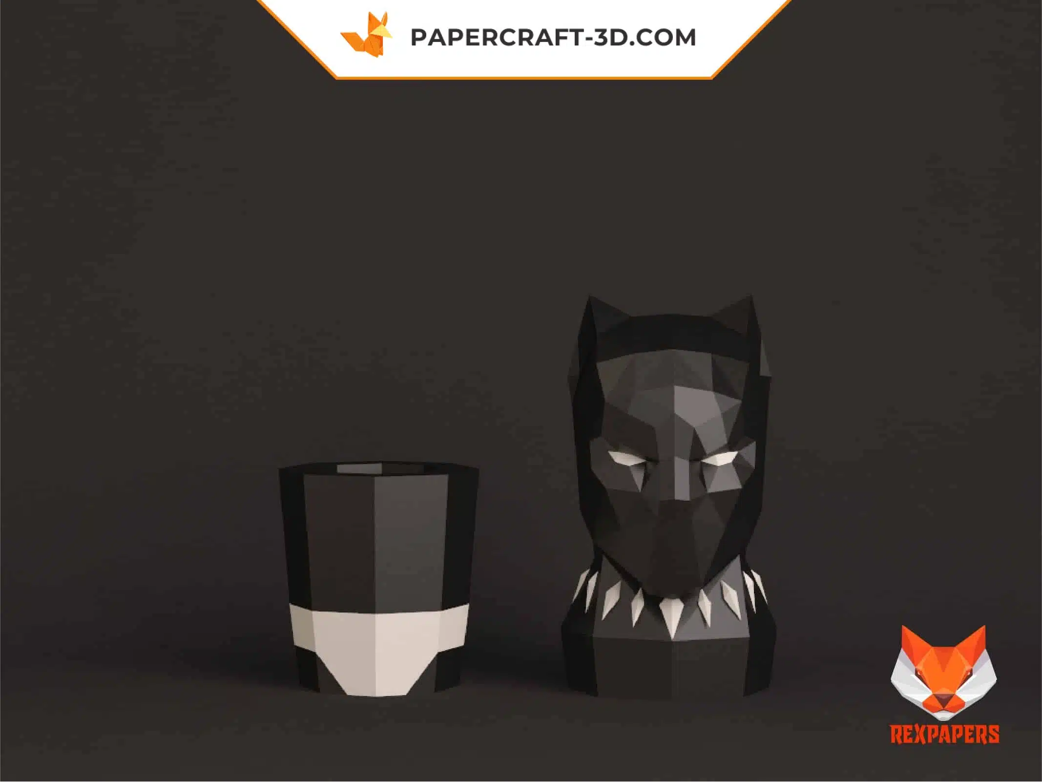 Papercraft panthère noire en origami papier 3D, weergave 4