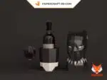 Papercraft pantera nera per bottiglia di vino