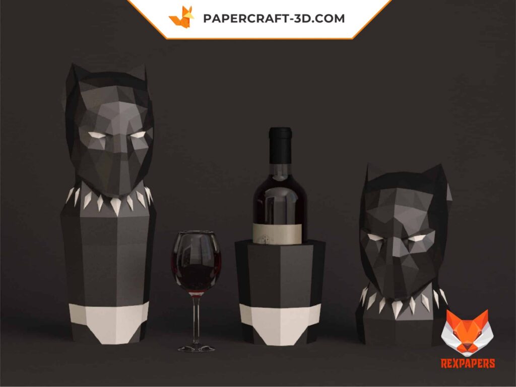 Papercraft de panthère noire pour bouteille de vin