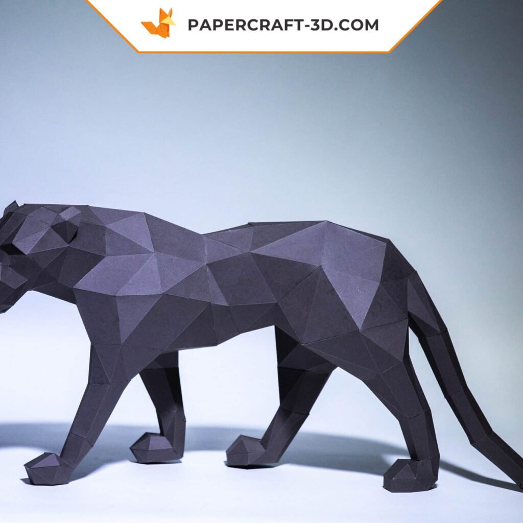 Papercraft black panther in 3D origami