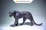Papercraft de pantera negra de pie en origami 3D