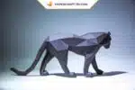 Papercraft de pantera negra de pie en origami 3D