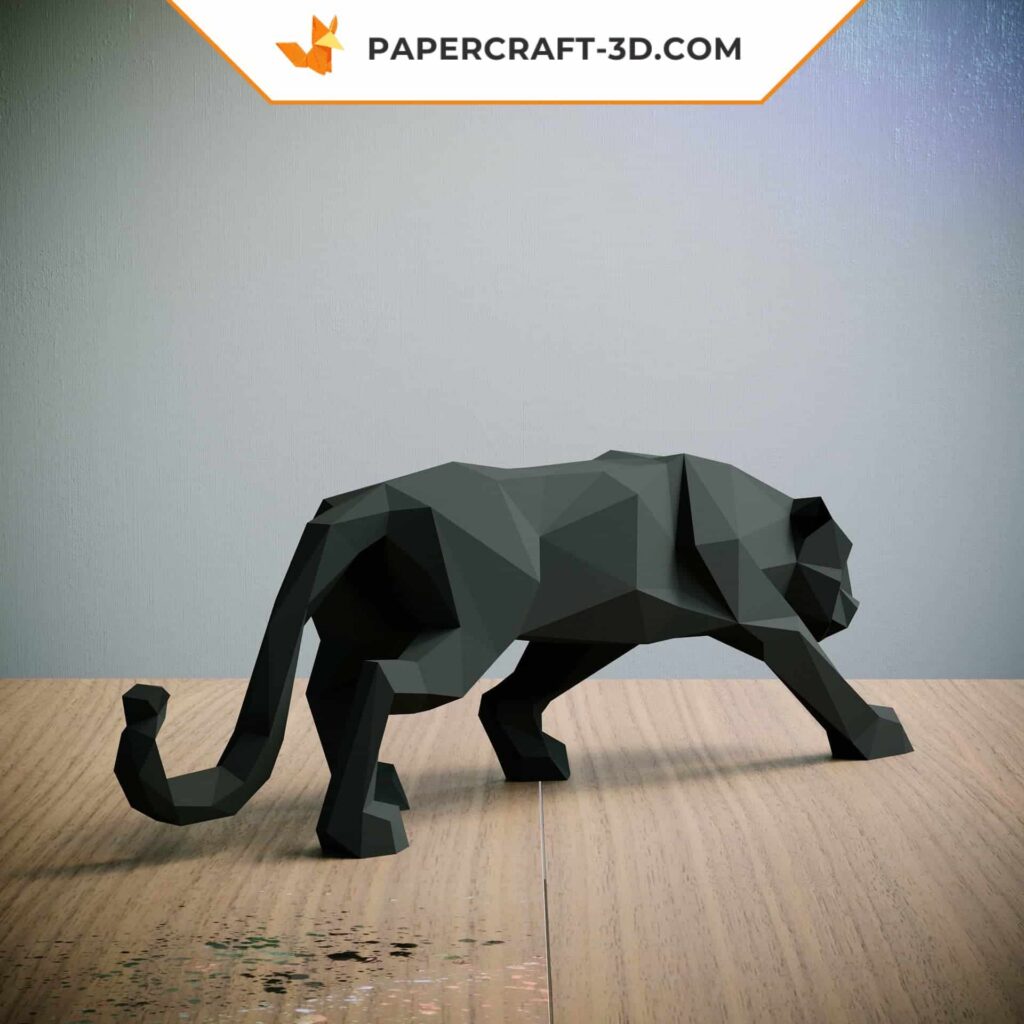 3D-Origami-Papercraft schwarze Panther