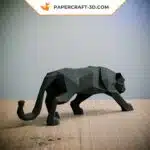 Papercraft de pantera negra à espreita em origami 3D