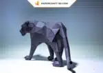 Papercraft de pantera negra de pie en origami 3D