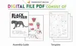 Papercraft de pantera negra de pie en origami 3D