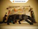 Papercraft de panthère noire en origami 3D