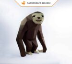 Papercraft di bradipo in piedi in origami 3D