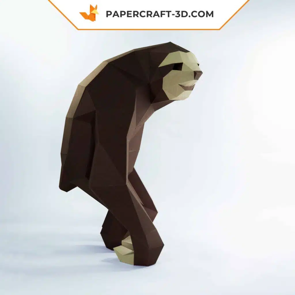 Papercraft de paresseux debout en origami 3D