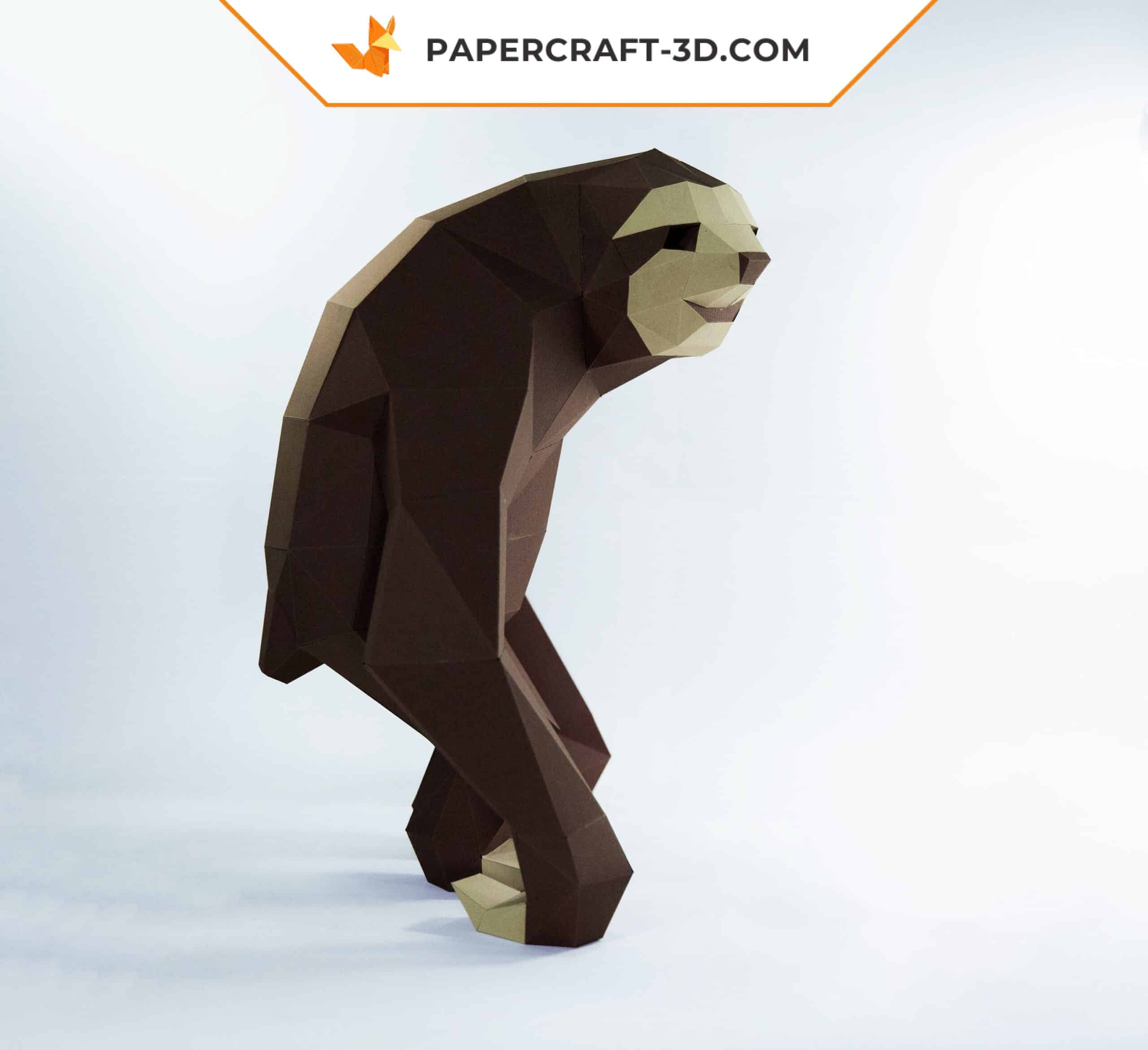 Papercraft di bradipo in piedi in origami 3D Papercraft di bradipo in piedi in origami 3D