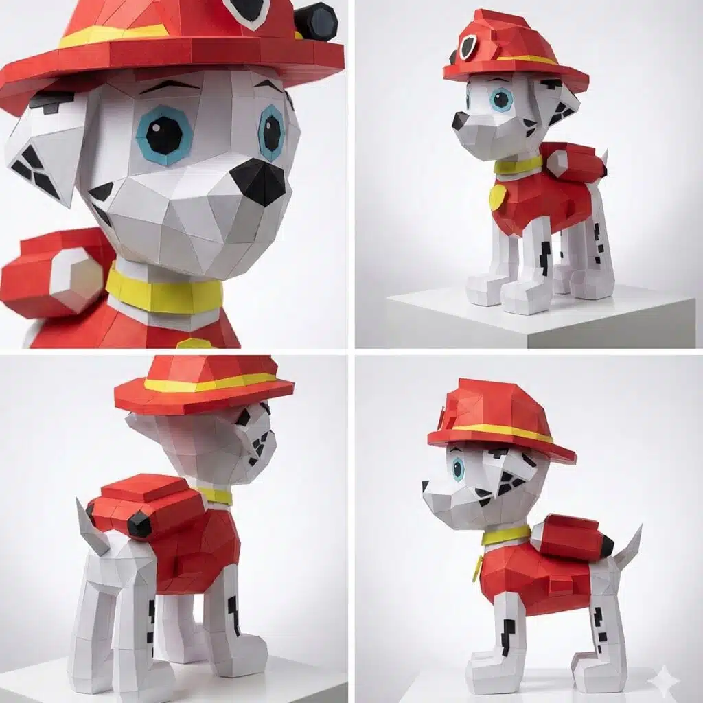Papercraft Rex aus der PAW Patrol als 3D-Origami