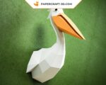Papercraft testa di pellicano murale in origami 3D