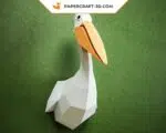 Papercraft Pélican en papier 3D à faire soi-même, modèle de sculpture origami, weergave 3
