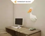 Papercraft Pélican en papier 3D à faire soi-même, modèle de sculpture origami, weergave 4