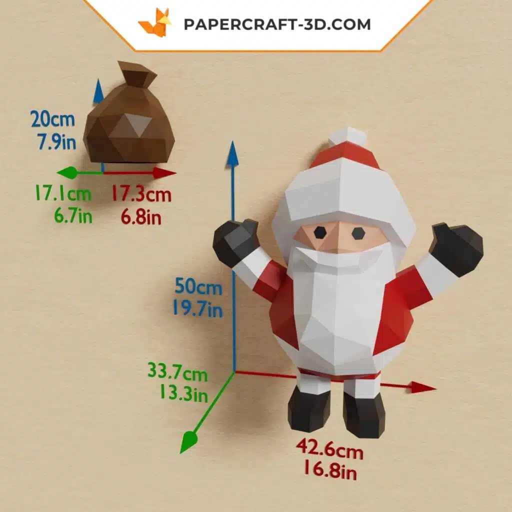 Papercraft Père Noël origami papier 3D DIY pour décoration de Noël, weergave 2