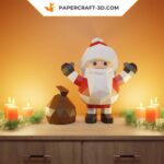 Papercraft Père Noël en origami 3D